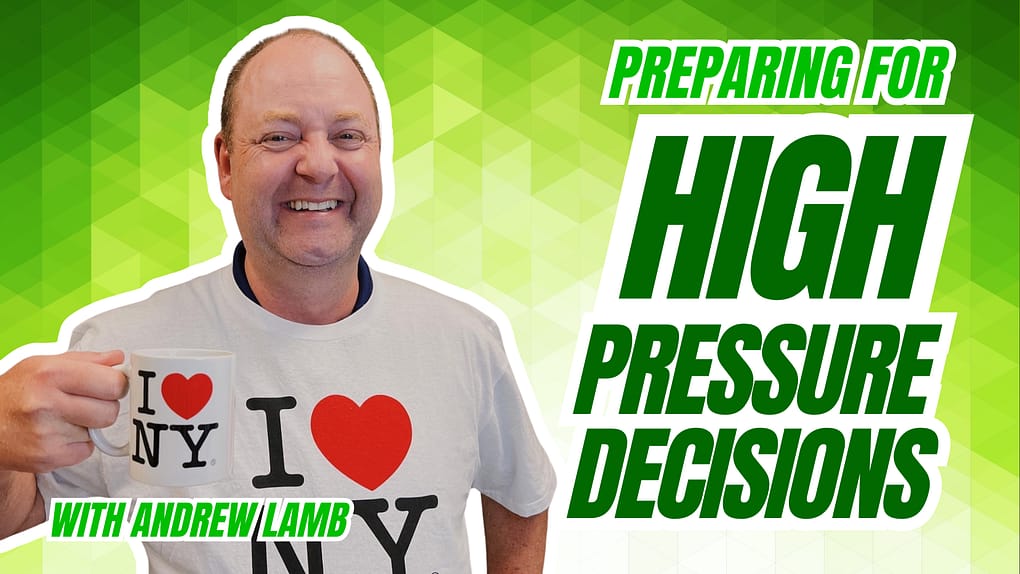 image with text "preparing for high pressure decisions"