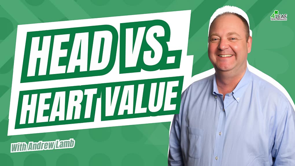 image with text that says "head vs heart value"