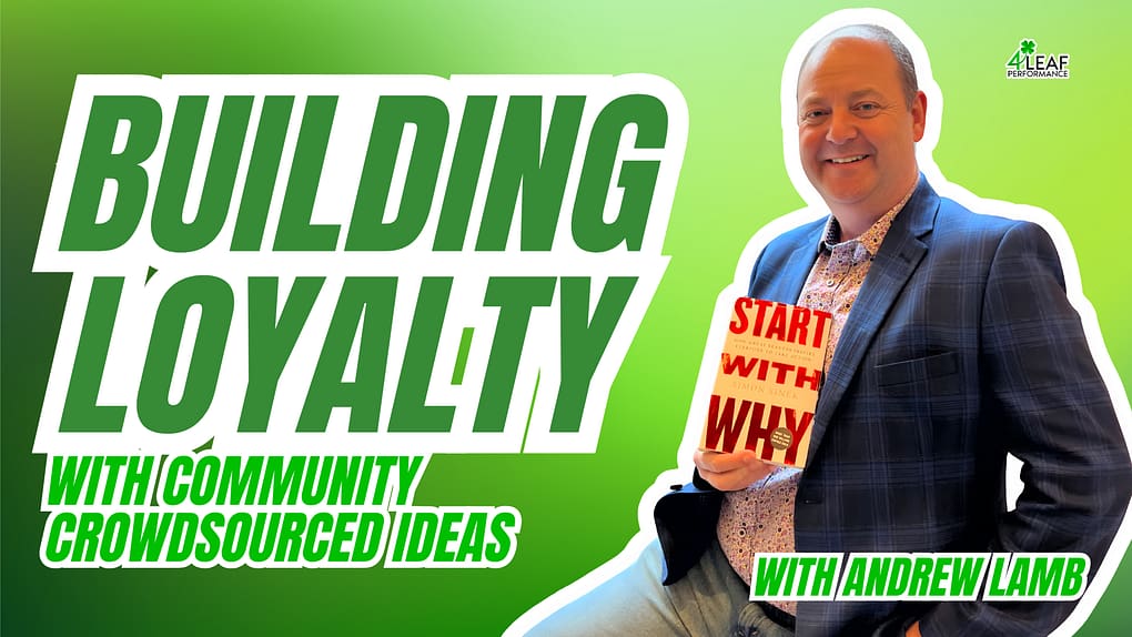 image with text "building loyalty with community crowdsourced ideas"