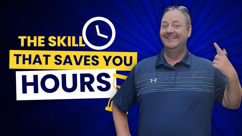image with text "the skill that saves you hours"