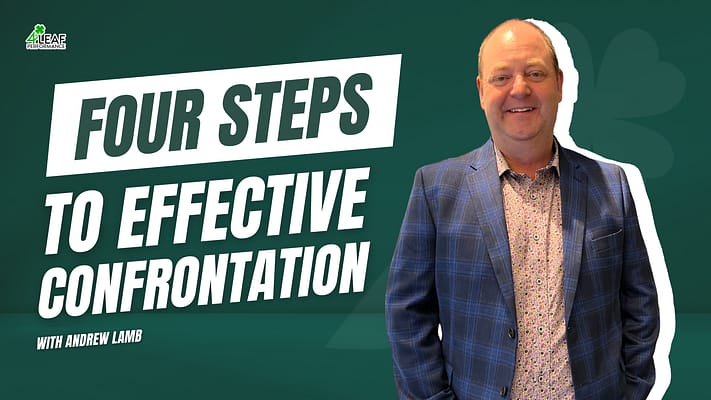 image with text that reads "four steps to effective confrontation"