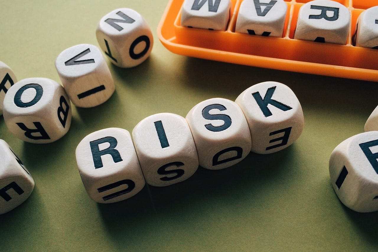 letters that spell out the word "risk"